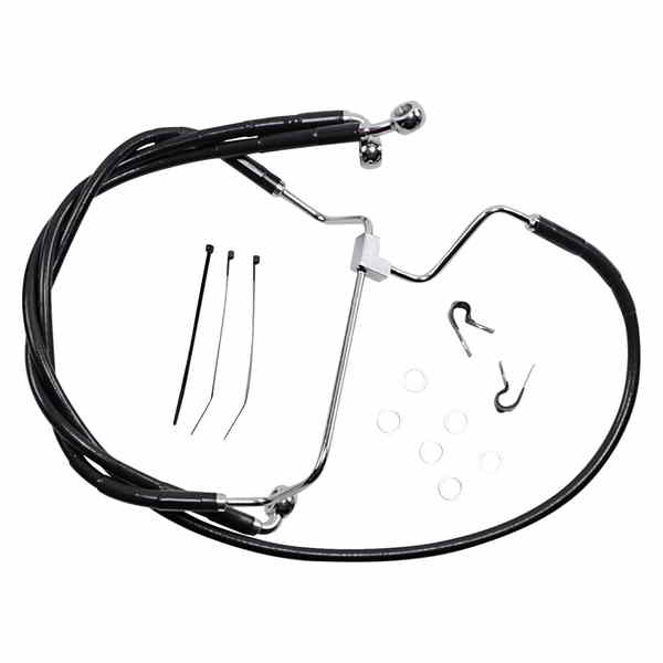 取寄せ 拡張長さブラックビニールブレーキラインキット ドラッグスペシャリティーズ Brake Line - Front - Black - +6 1741-3980 17413980