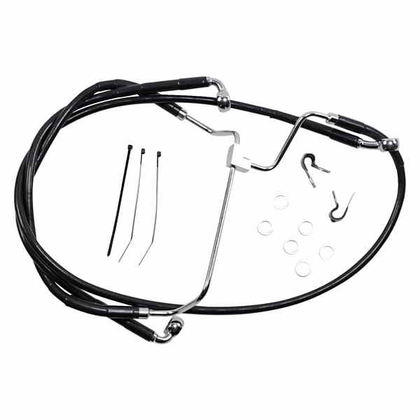 取寄せ 拡張長さブラックビニールブレーキラインキット ドラッグスペシャリティーズ Brake Line - Front - Black - +10 1741-3984 17413984
