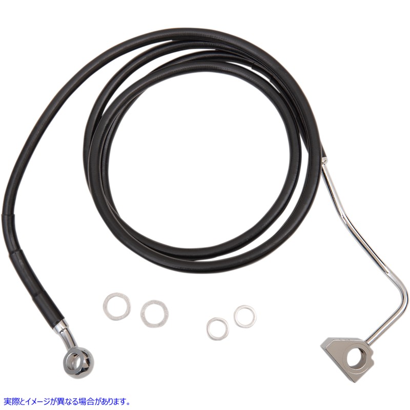 取寄せ 拡張長さブラックビニールブレーキラインキット ドラッグスペシャリティーズ Brake Line - Front (Upper) - Black - +4 with ABS 1741-3996 17413996