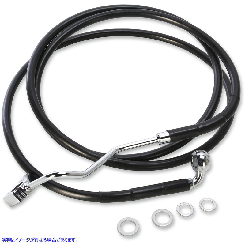取寄せ 拡張長さブラックビニールブレーキラインキット ドラッグスペシャリティーズ Brake Line - Front (Upper) - Black - +4 1741-4506 17414506