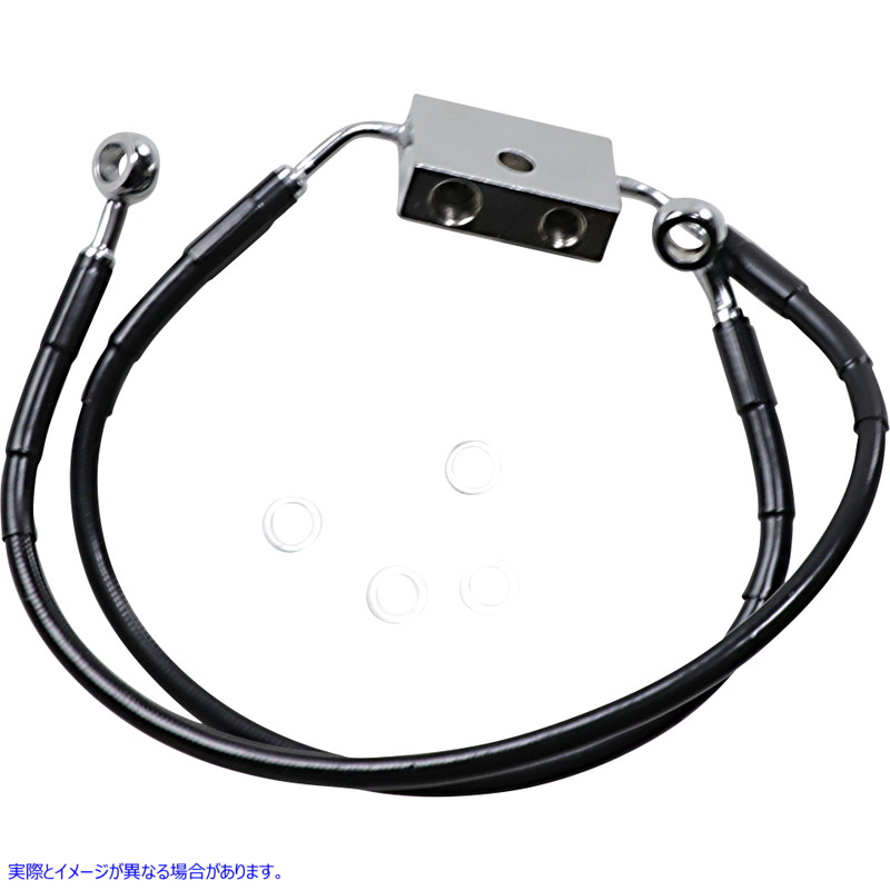 取寄せ 長さの拡張ブレーキライン ドラッグスペシャリティーズ Brake Line - Front (Lower/Upper) - Black 1741-5287 17415287