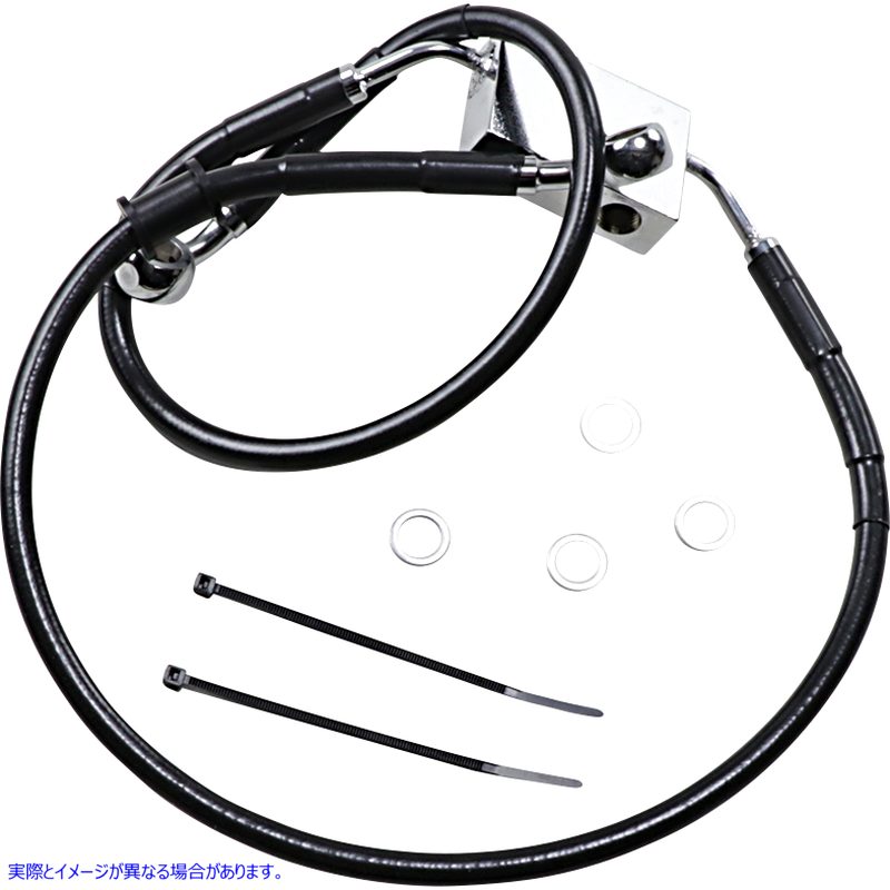 取寄せ 長さの拡張ブレーキライン ドラッグスペシャリティーズ Brake Line - Front - +4 - Black - XL 1741-5291 17415291