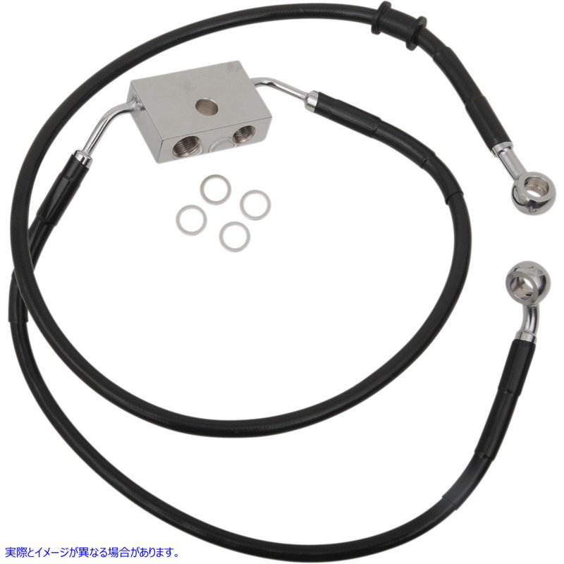 取寄せ 長さの拡張ブレーキライン ドラッグスペシャリティーズ Brake Line - Front - +10 - Black - XL 1741-5297 17415297