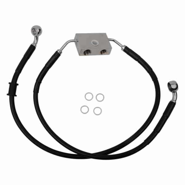 取寄せ 長さの拡張ブレーキライン ドラッグスペシャリティーズ Brake Line - Front - +4 - Black - XL 1741-5305 17415305