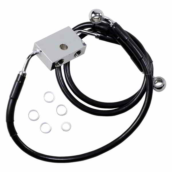 取寄せ 長さの拡張ブレーキライン ドラッグスペシャリティーズ Brake Line - Front - +8 - Black - XL 1741-5309 17415309