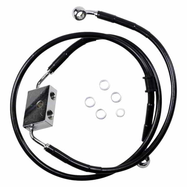 取寄せ 長さの拡張ブレーキライン ドラッグスペシャリティーズ Brake Line - Front - +12 - Black - XL 1741-5313 17415313