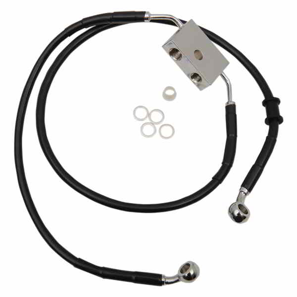 取寄せ 長さの拡張ブレーキライン ドラッグスペシャリティーズ Brake Line - Front - +2 - Black - XL 1741-5317 17415317