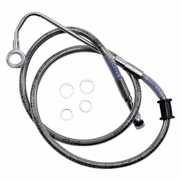 取寄せ 標準の長さブレーキラインキット ドラッグスペシャリティーズ Brake Line - Front (Upper) - Stainless Steel 1741-5754 17415754