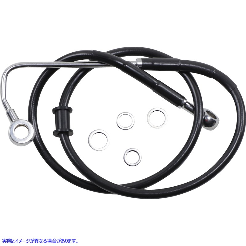 取寄せ 拡張長さのステンレス鋼ブレーキライン ドラッグスペシャリティーズ Brake Line - +2 - Black - '15-'17 Softail 1741-5760 17415760