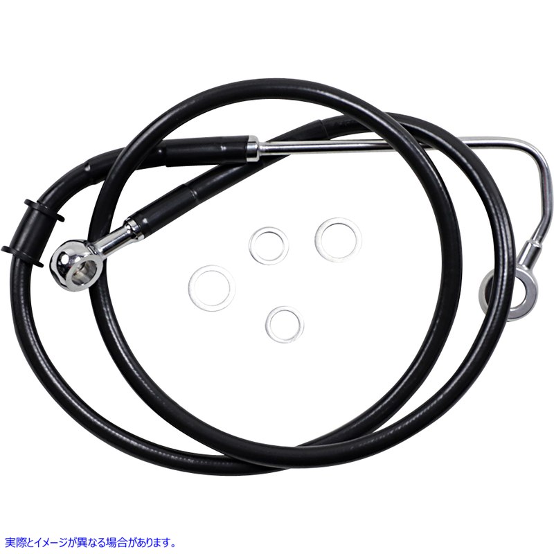 取寄せ 拡張長さのステンレス鋼ブレーキライン ドラッグスペシャリティーズ Brake Line - +4 - Black - '15-'17 Softail 1741-5761 17415761