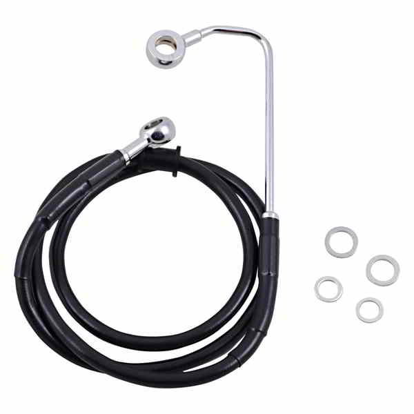 取寄せ 拡張長さのステンレス鋼ブレーキライン ドラッグスペシャリティーズ Brake Line - +6 - Black - '15-'17 Softail 1741-5762 17415762