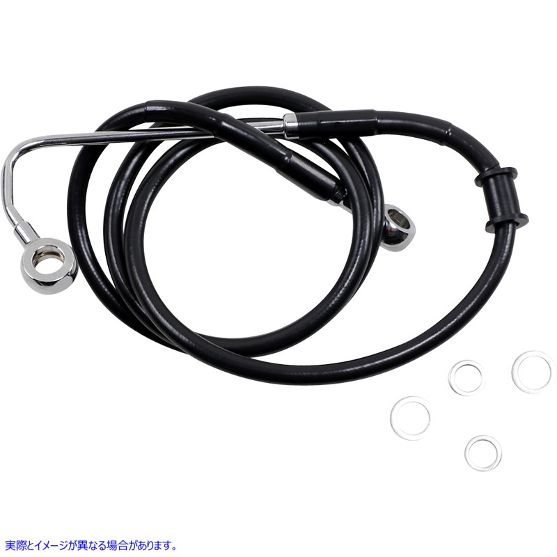 取寄せ 拡張長さのステンレス鋼ブレーキライン ドラッグスペシャリティーズ Brake Line - +8 - Black - '15-'17 Softail 1741-5763 17415763