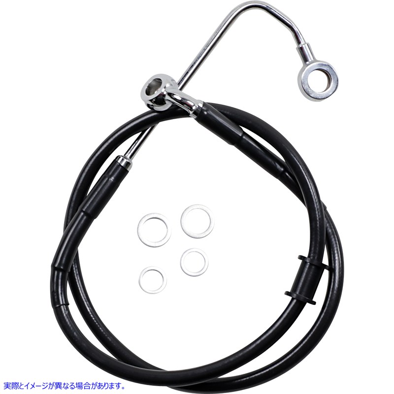 取寄せ 拡張長さのステンレス鋼ブレーキライン ドラッグスペシャリティーズ Brake Line - +2 - Black - '15-'17 Softail 1741-5771 17415771