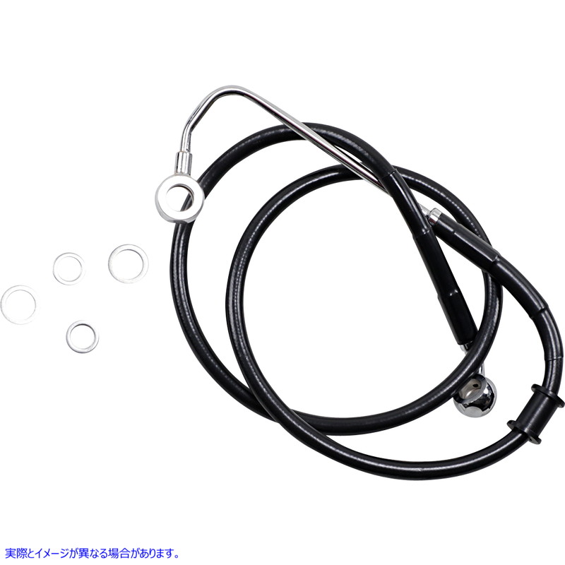 取寄せ 拡張長さのステンレス鋼ブレーキライン ドラッグスペシャリティーズ Brake Line - +4 - Black - '15-'17 Softail 1741-5772 17415772