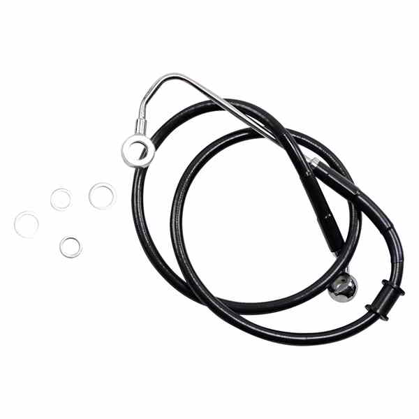 取寄せ 拡張長さのステンレス鋼ブレーキライン ドラッグスペシャリティーズ Brake Line - +6 - Black - '15-'17 Softail 1741-5773 17415773