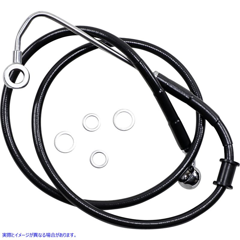 取寄せ 拡張長さのステンレス鋼ブレーキライン ドラッグスペシャリティーズ Brake Line - +8 - Black - '15-'17 Softail 1741-5774 17415774