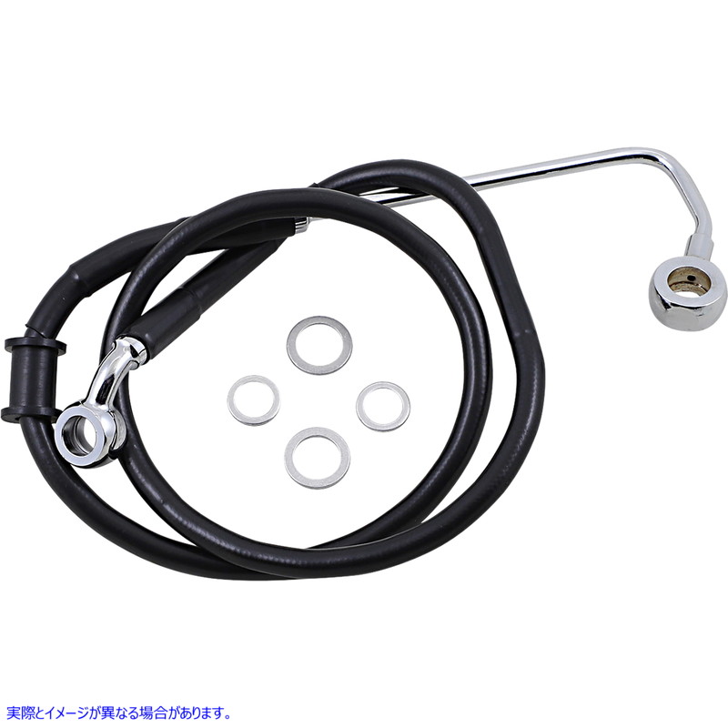 取寄せ 拡張長さのステンレス鋼ブレーキライン ドラッグスペシャリティーズ Brake Line - +2 - Black - '15-'17 Softail 1741-5783 17415783
