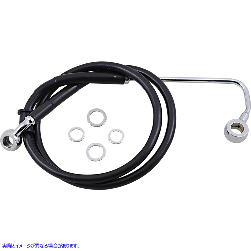 取寄せ 拡張長さのステンレス鋼ブレーキライン ドラッグスペシャリティーズ Brake Line - +4 - Black - '15-'17 Softail 1741-5784 17415784