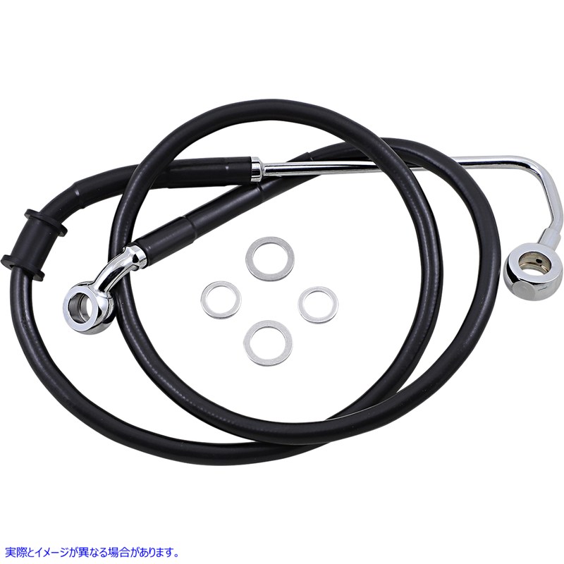 取寄せ 拡張長さのステンレス鋼ブレーキライン ドラッグスペシャリティーズ Brake Line - +6 - Black - '15-'17 Softail 1741-5785 17415785