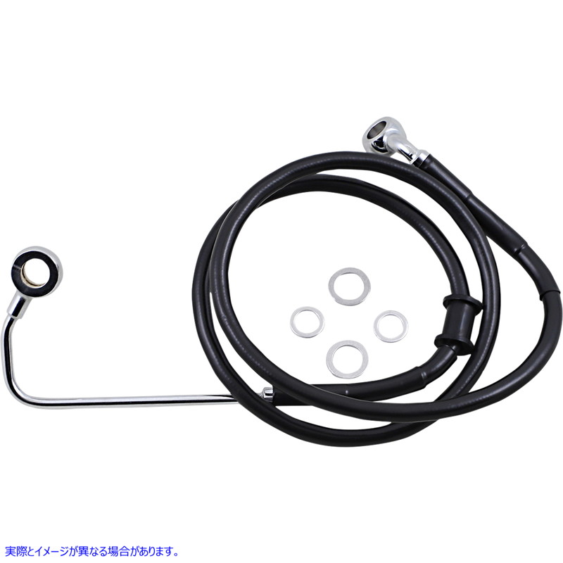 取寄せ 拡張長さのステンレス鋼ブレーキライン ドラッグスペシャリティーズ Brake Line - +8 - Black - '15-'17 Softail 1741-5786 17415786