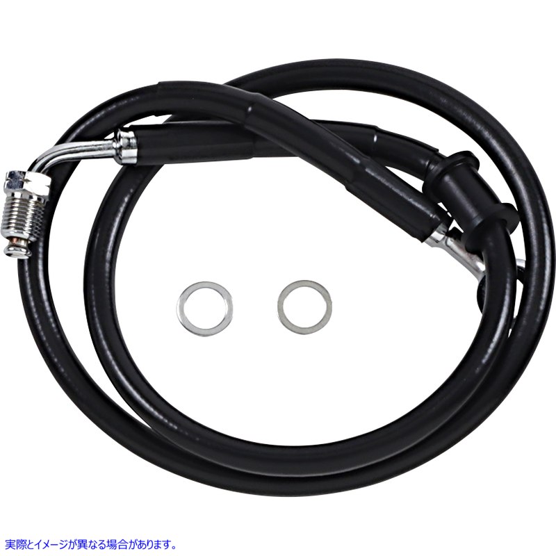 取寄せ 拡張長さのステンレス鋼ブレーキライン ドラッグスペシャリティーズ Brake Line - +4 - Black - '18-'22 Softail 1741-5796 17415796