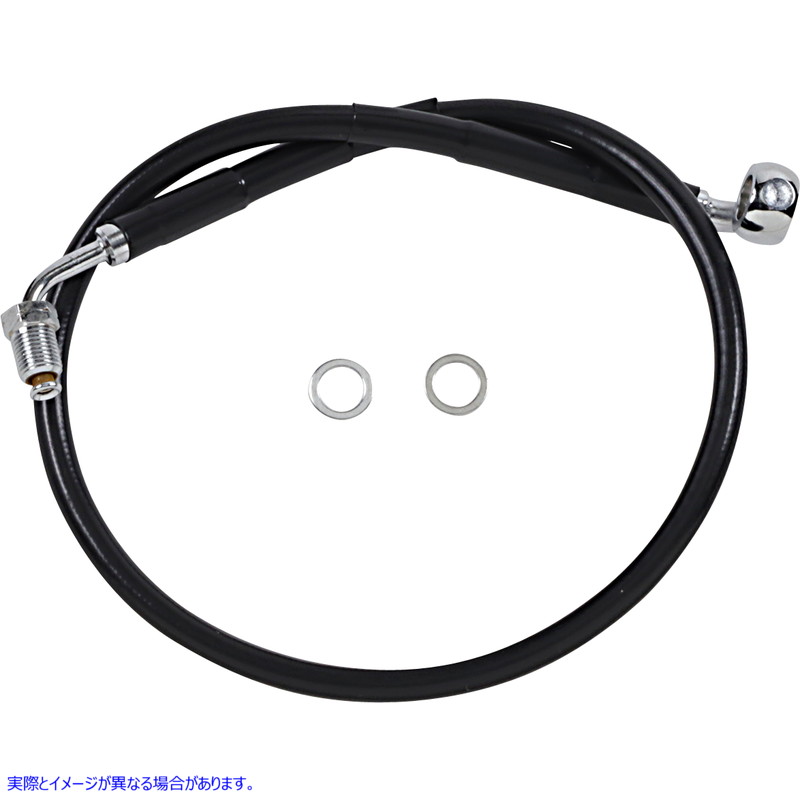 取寄せ 拡張長さのステンレス鋼ブレーキライン ドラッグスペシャリティーズ Brake Line - +2 - Black - '18-'21 Softail 1741-5807 17415807
