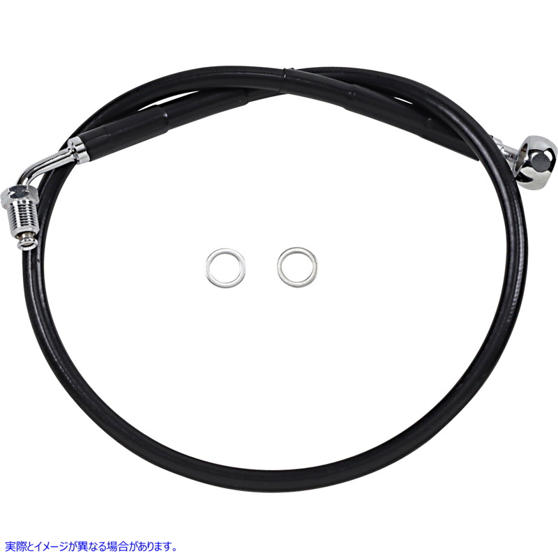 取寄せ 拡張長さのステンレス鋼ブレーキライン ドラッグスペシャリティーズ Brake Line - +4 - Black - '18-'21 Softail 1741-5808 17415808