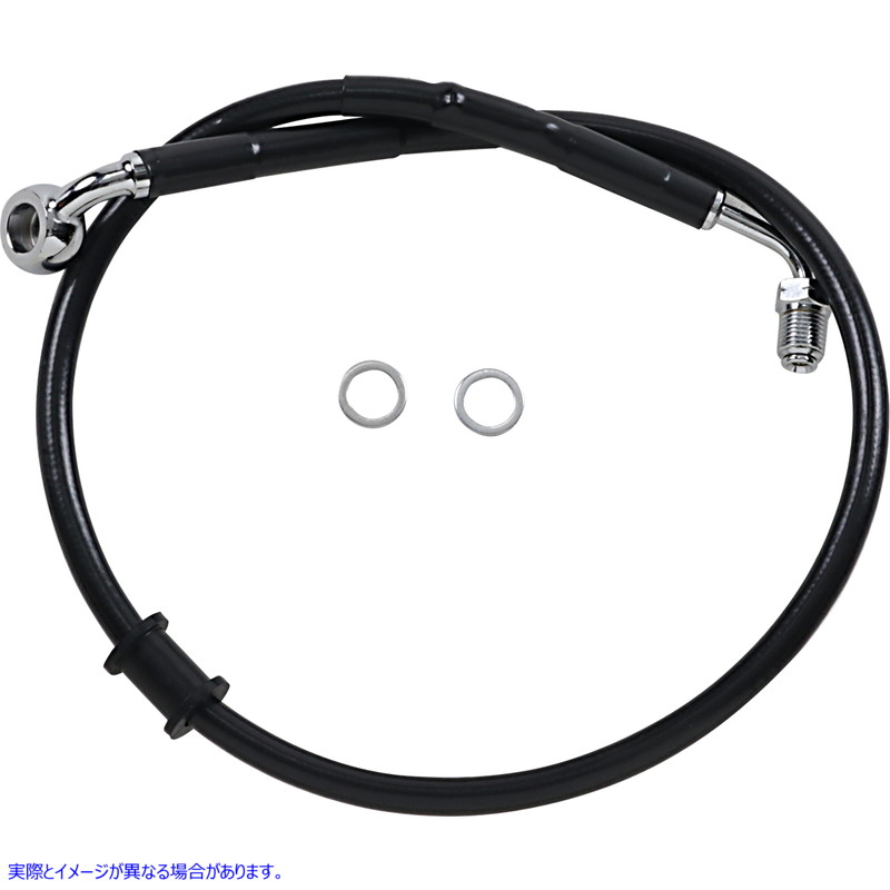 取寄せ 拡張長さのステンレス鋼ブレーキライン ドラッグスペシャリティーズ Brake Line - +2 - Black - '18-'21 Softail 1741-5819 17415819