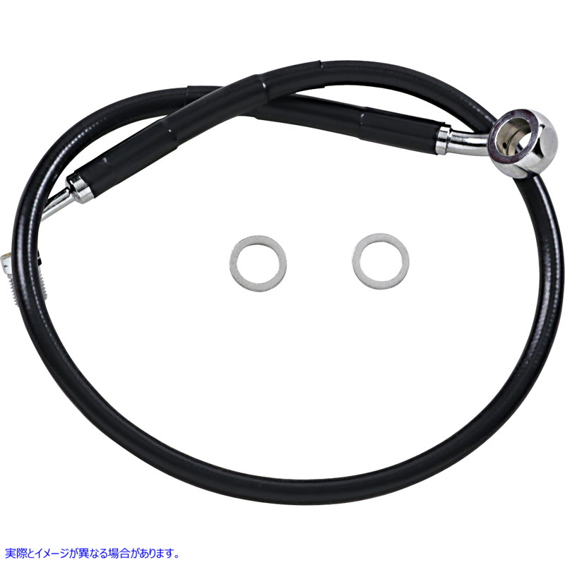 取寄せ 拡張長さのステンレス鋼ブレーキライン ドラッグスペシャリティーズ Brake Line - +2 - Black - '18-'22 Softail 1741-5831 17415831