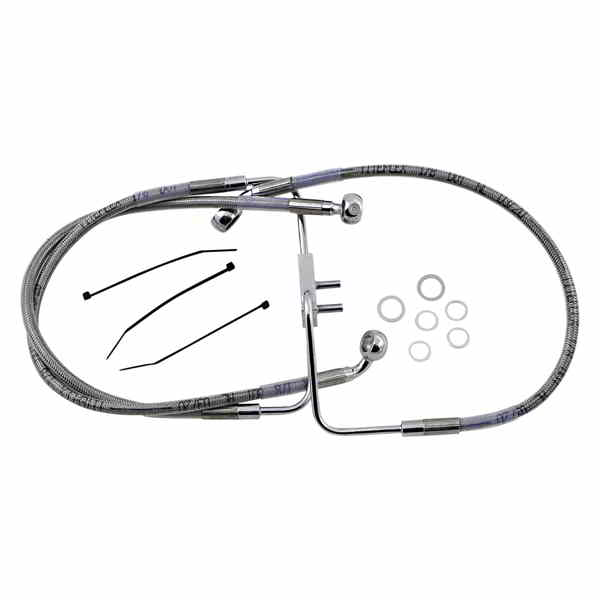 取寄せ 標準の長さブレーキラインキット ドラッグスペシャリティーズ Brake Line - Front (Upper) - Stainless Steel 1741-5841 17415841