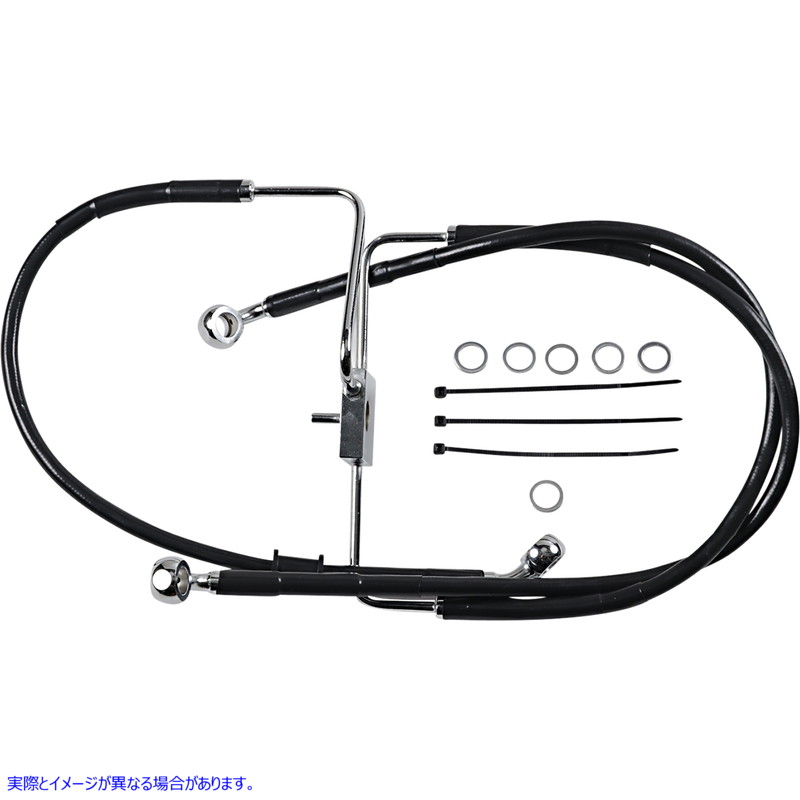 取寄せ 拡張長さのステンレス鋼ブレーキライン ドラッグスペシャリティーズ Brake Line - +2 - Black - XL 1741-5852 17415852
