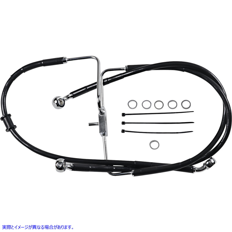 取寄せ 拡張長さのステンレス鋼ブレーキライン ドラッグスペシャリティーズ Brake Line - +4 - Black - XL 1741-5853 17415853