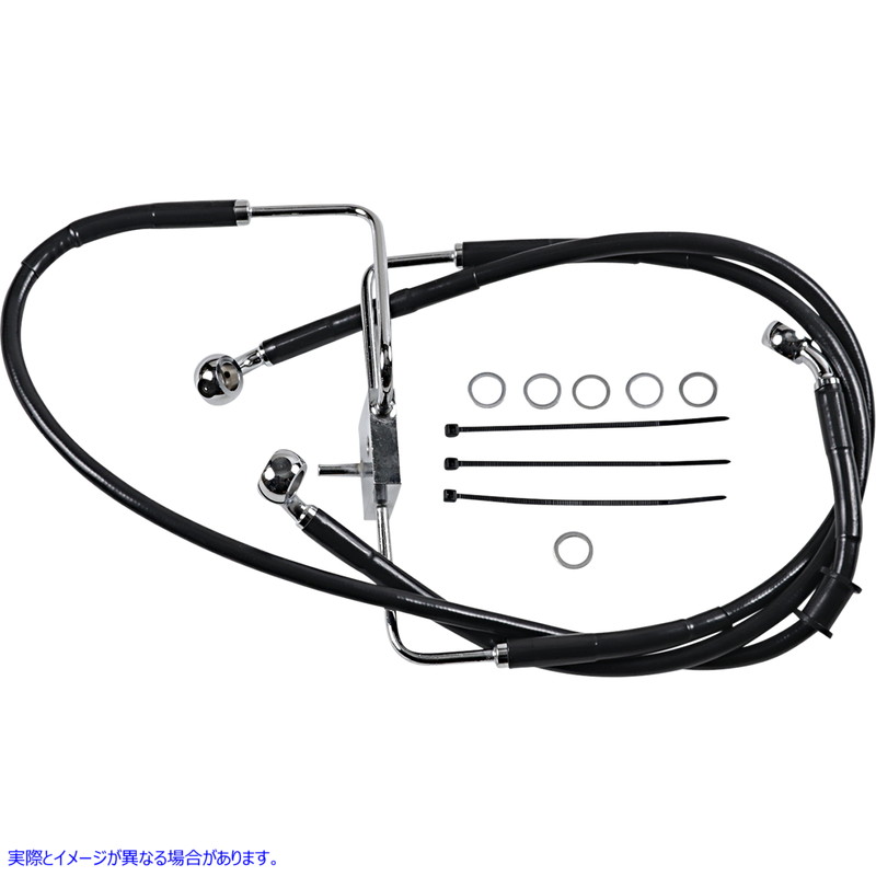 取寄せ 拡張長さのステンレス鋼ブレーキライン ドラッグスペシャリティーズ Brake Line - +8 - Black - XL 1741-5855 17415855