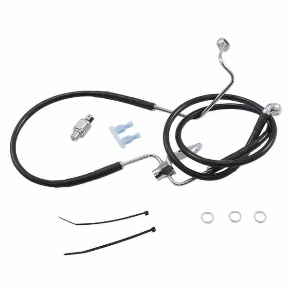 取寄せ 延長長ブラックビニールブレーキラインキット ドラッグスペシャリティーズ Brake Line - Rear - Black - +3 Non ABS 1741-6235 17416235