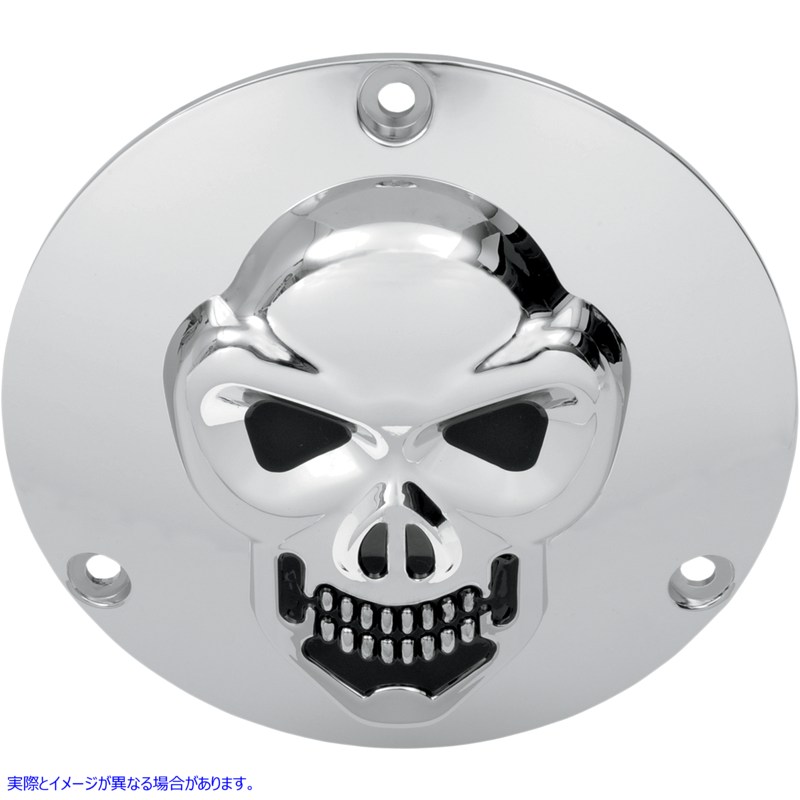取寄せ 3-Dスカルダービーカバー ドラッグスペシャリティーズ Skull Derby Cover - Chrome - 3 Hole - Big Twin 1902-0062 19020062