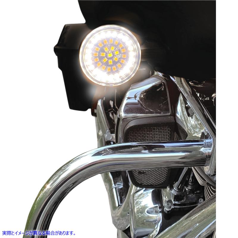 取寄せ フロントデュアルリングターン信号インサート ドラッグスペシャリティーズ Bullet-Style Dual Front Turn Signal Insert - White - Amber 2020-1807 20201807