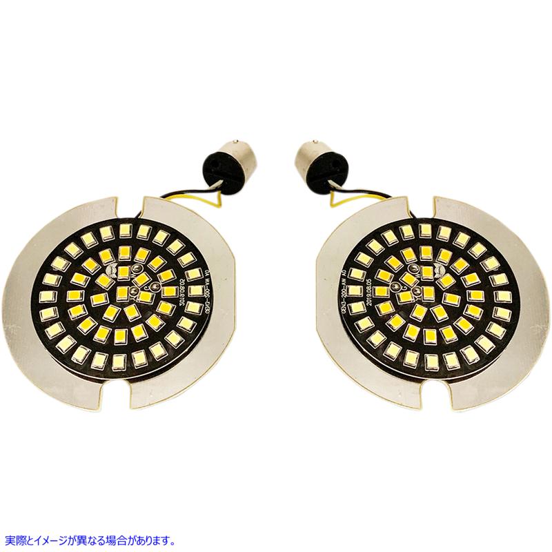 取寄せ フロントデュアルリングターン信号インサート ドラッグスペシャリティーズ Flat-Style Dual Front Turn Signal Insert - White - Amber 2020-1808 20201808