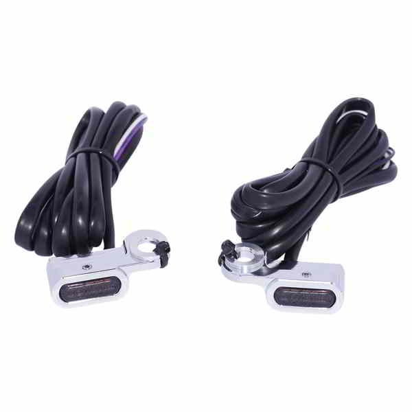 取寄せ LEDハンドルバーマーカーライト ドラッグスペシャリティーズ Marker Lights - Amber/White - Smoke Lens - Chrome 2040-2779 20402779