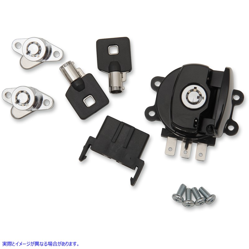 取寄せ サイドヒンジイグニッションスイッチ ドラッグスペシャリティーズ Side Hinge Ignition Switch with Saddlebag Lock - Gloss Black 2106-0408 21060408