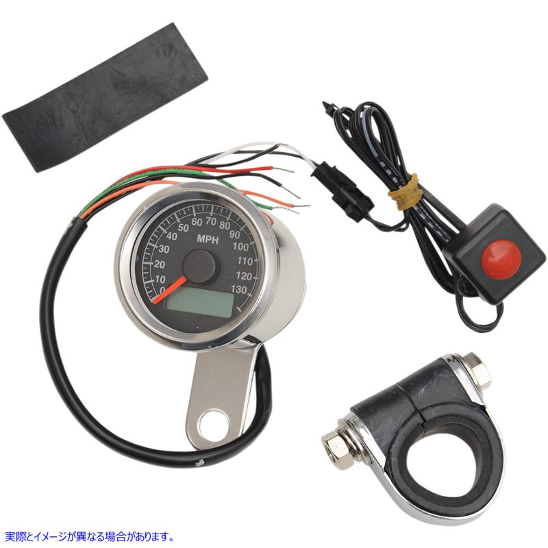 取寄せ 走行距離計/トリップメーターを備えたプログラム可能なミニ電子速度計 ドラッグスペシャリティーズ Programmable Mini Electronic Speedometer with Odometer/Tripmeter - 1.87 - Polished 2210-0172 22100172