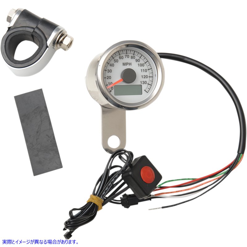 取寄せ 走行距離計/トリップメーターを備えたプログラム可能なミニ電子速度計 ドラッグスペシャリティーズ Programmable Mini Electronic Speedometer with Odometer/Tripmeter - 1.87 - Polished 2210-0173 22100173