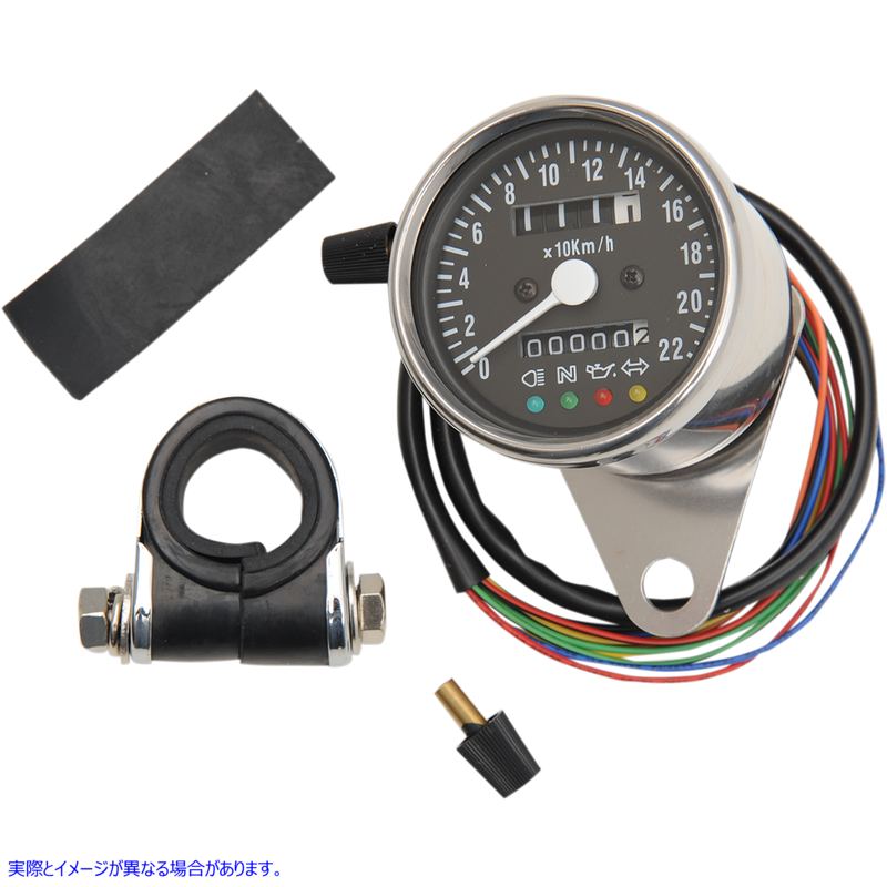 取寄せ 2.4 LEDインジケーターを備えたミニメカニカルスピードメーター ドラッグスペシャリティーズ KPH Mini Mechanical Speedometer with LED Indicators - Black Face - 2:1 Ratio - 2.4 2210-0207 22100207