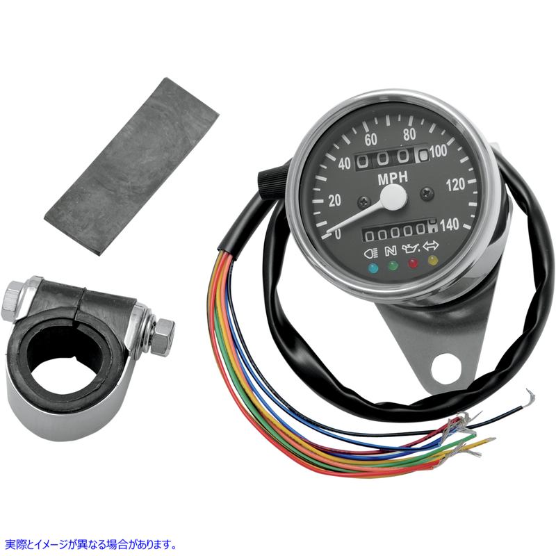 取寄せ 2.4 LEDインジケーターを備えたミニメカニカルスピードメーター ドラッグスペシャリティーズ MPH Mini Mechanical Speedometer with LED Indicators - Black Face - 2:1 Ratio - 2.4 2210-0208 22100208