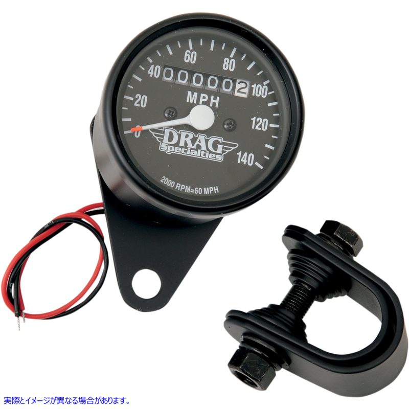 取寄せ 2.4ミニメカニカルスピードメーター ドラッグスペシャリティーズ 2.4 MPH Mini LED Mechanical Speedometer/Indicators - Black Housing - 2:1 - Black 2210-0249 22100249