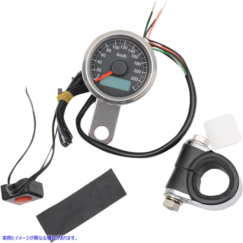 取寄せ 走行距離計/トリップメーターを備えたプログラム可能なミニ電子速度計 ドラッグスペシャリティーズ Programmable Mini Electronic Speedometer with Odometer/Tripmeter - 1.87 - Polished 2210-0324 22100324