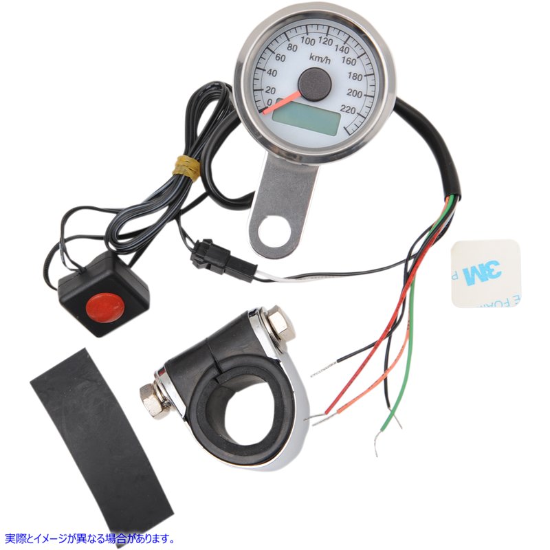 取寄せ 走行距離計/トリップメーターを備えたプログラム可能なミニ電子速度計 ドラッグスペシャリティーズ Programmable Mini Electronic Speedometer with Odometer/Tripmeter - 1.87 - Polished 2210-0325 22100325