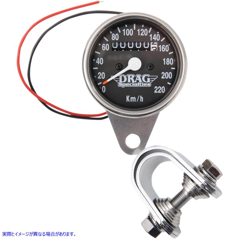 取寄せ 2.4ミニメカニカルスピードメーター ドラッグスペシャリティーズ 2.4 KPH Mini LED Mechanical Speedometer/Indicators - Chrome Housing - Black Face - 2:1 2210-0330 22100330