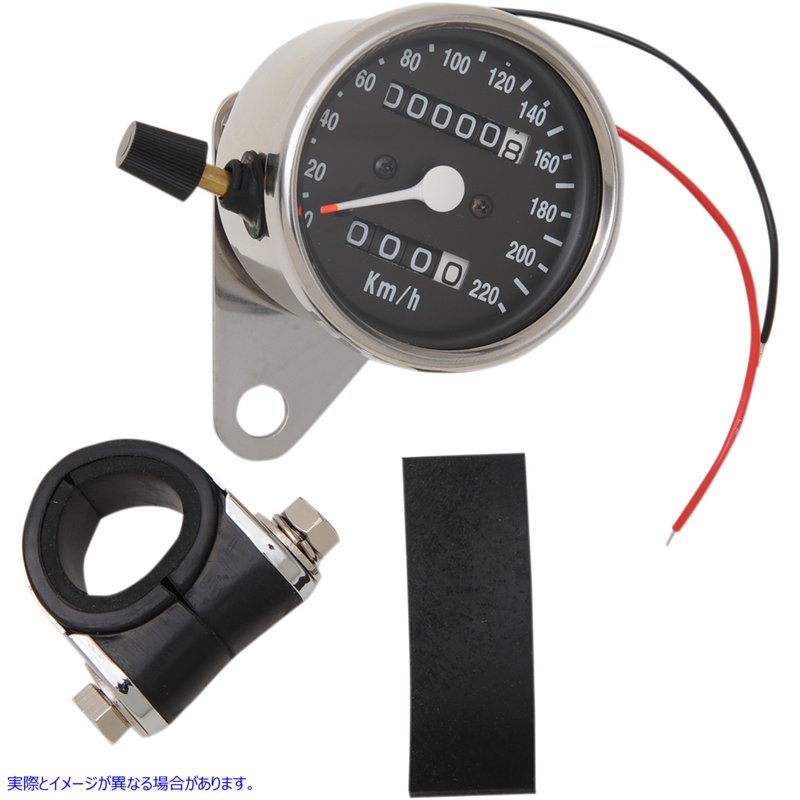 取寄せ 2.4ミニメカニカルスピードメーター ドラッグスペシャリティーズ 2.4 KPH Mini LED Mechanical Speedometer/Indicators/Trip - Chrome Housing - Black Face - 2:1 2210-0331 22100331
