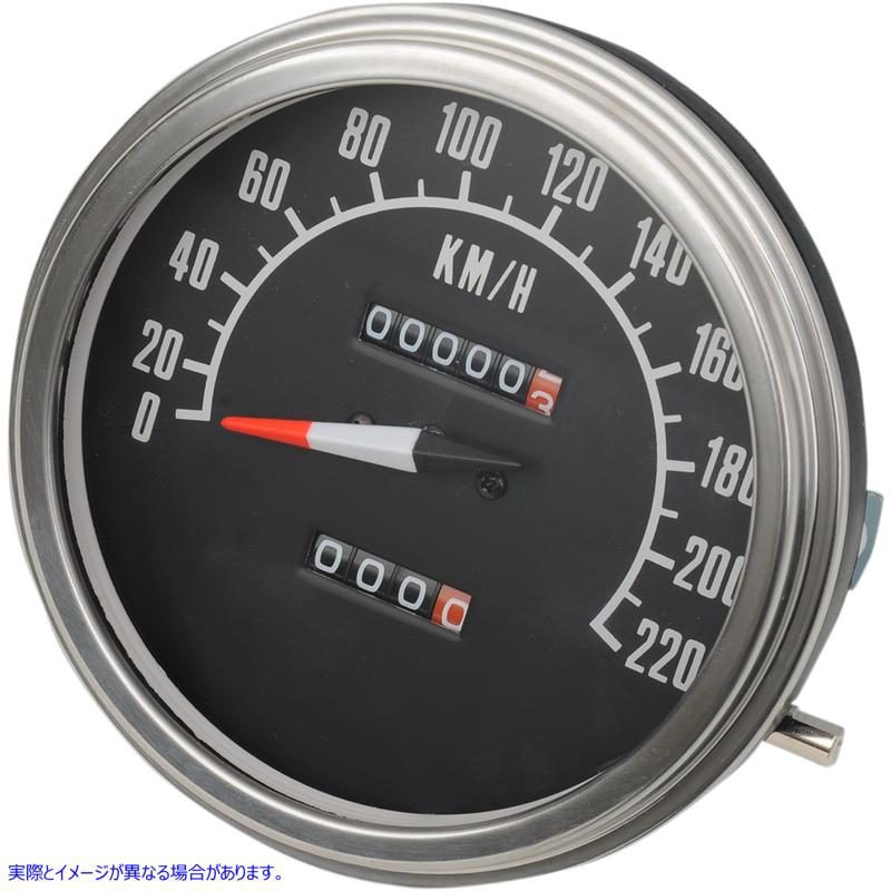取寄せ 5 flスタイル2：1速度計 ドラッグスペシャリティーズ 5 KPH FL-Style 2:1 Speedometer - '68-'84 Black Face 2210-0346 22100346