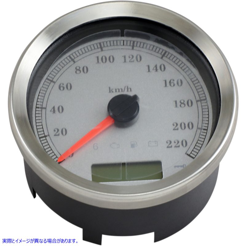 取寄せ 4インチプログラム可能な電子速度計 ドラッグスペシャリティーズ Programmable Speedometer - Silver Face - KM/H 2210-0461 22100461